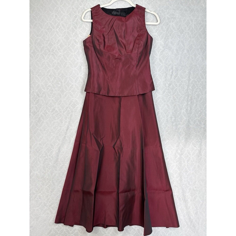 Vtg Jessica McClintock 2 Piece Maxi Skirt Set 4/6 Red Formal Whimsigoth Emo Y2K